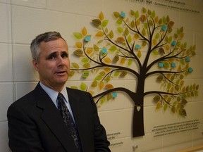 Peter Walker attended the Kingston General Hospital to place his older brother Alan Walker’s name on a leaf mural for organ donors. The mural pays respect to the donors who died, and celebrated their contributions. (Gracie Postma/For The Whig-Standard)