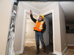 Director of Construction Larry Slywka gives a tour of Westgate Manor, an under construction apartment development using shipping containers, in Edmonton on Thursday, April 27, 2017.