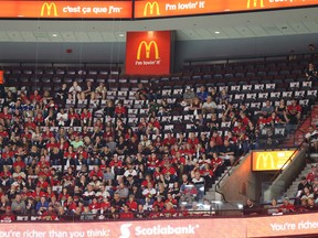 Many empty seats for Game 1 between the Ottawa Senators and New York Rangers at the Canadian Tire Centre in Ottawa on April 27, 2017. (Jean Levac/Postmedia)