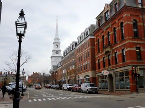 Just about where ever you are in downtown Portsmouth, you can orient yourself with the tall spire of the beautiful North Church of Portsmouth in Market Square. PAT LEE PHOTO