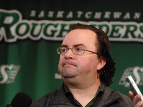 Brendan Taman talks with journalists at Mosaic Stadium about the upcoming CFL draft on Tuesday, May 1, 2012 in Regina, Sask. After being fired by the Roughriders on Aug. 31, 2015, the former Riders and Blue Bombers GM took all of 2016 off but is ready to get back in the CFL. (TROY FLEECE / Regina Leader-Post)