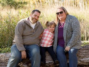 SUBMITTED PHOTO
Amanda Giroux (Rosebush) is pictured with her husband Jesse and their three-year-old daughter Kynsley. The Belleville mother was recently diagnosed with Stage 4 pancreatic cancer is about to undergo treatment at Prince Margaret Hospital in Toronto.