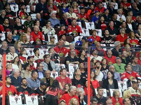 Many empty seats for the first game of the Ottawa Senators and the New York Rangers series at the Canadian Tire Centre in Ottawa on April 27, 2017. (Jean Levac/Postmedia)