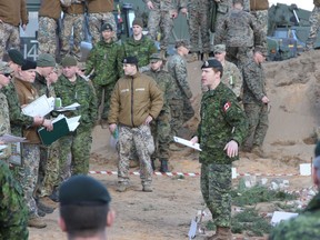 Soldiers from Latvia, Canada, the United States Army and Marine Corps, Italy, Slovakia, Germany and Lithuania participate in a Rehearsal of Concept before the Combined Arms Live Fire Exercise (CALFEX) portion of Exercise SUMMER SHIELD which took place in Adazi, Latvia, from 17-30 April, 2017. Photo: Captain Dan Mazurek, eFP Battlegroup Public Affairs Officer