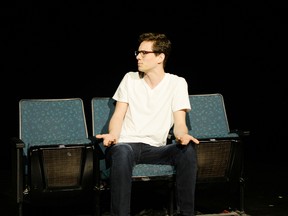 Grade 11 student Foster Hudson performs in SGCHS’s one-man play, ‘Monster’ at the regional drama festival at Horizon Stage on April 22. The play was one of two selected from the region to compete at provincials. - Photo by Marcia Love