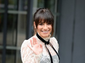 Lea Michele spotted leaving the BBC Breakfast Studio's Media City UK, Manchester after appearing on BBC Breakfast, April 21, 2017. (Steve Searle/WENN.COM)