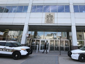 There was an officer-involved shooting in a skywalk at the police headquarters on Mon., May 1, 2017. Kevin King/Winnipeg Sun/Postmedia Network