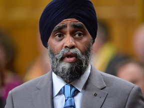 Defence Minister Harjit Sajjan responds to a question during question period in the House of Commons on Parliament Hill in Ottawa on Monday, May 1, 2017. Sajjan is pulling out of an annual fundraising event originally set up for veterans of Afghanistan, an event whose main beneficiaries include military personnel returning from combat. (THE CANADIAN PRESS/Adrian Wyld)