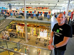 Store manager Craig Binch in the new Mountain Equipment Co-Op (MEC) store located in the Brewery District of downtown Edmonton on May 2, 2017. The new store opened April 30, 2017.