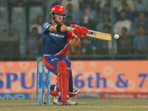 Delhi Daredevils' batsman Corey Anderson plays a shot during their Indian Premier League (IPL) cricket match against Sunrisers Hyderabad in New Delhi. (AP)