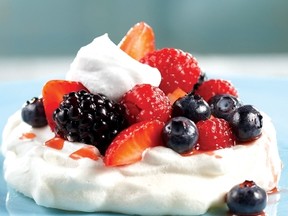 A pavlova is a meringue-based dessert topped with fruit and whipped cream. In this recipe, aquafaba is used instead of egg whites for the meringue as well as the coconut topping, a whipped cream substitute.THE CANADIAN PRESS/HO-Tango Photography