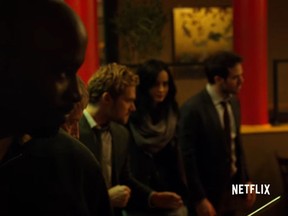 Mike Colter, Finn Jones, Krysten Ritter and Charlie Cox reprise their roles as Luke Cage, Iron Fist, Jessica Jones and Daredevil respectively in the upcoming Netflix series Marvel's The Defenders. (Screengrab)