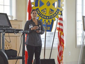 Rebecca Prince, clinical coordinator with ACCESS Open Minds, gives a presentation to the Rotary Club of Chatham. They recently donated $20,000 to assist the facility, located in the old YMCA building in downtown Chatham.