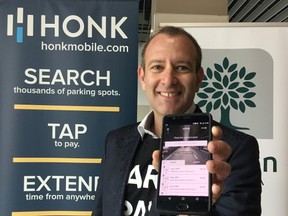 Michael Back is CEO of HonkMobile, an app that allows users to pay for parking with their cellphones. (DEREK RUTTAN, The London Free Press)