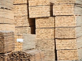 Stacks of lumber are shown at NMV Lumber in Merritt, B.C., Tuesday, May 2, 2017. Several American companies that rely on Canadian softwood say thousands of American jobs are at risk unless the U.S. Department of Commerce exempts them from hefty duties imposed on imported softwood lumber. THE CANADIAN PRESS/Jonathan Hayward