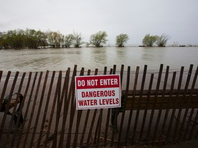 The heavy rains have left large portions of the piers in Port Dalhousie under water and pathways water-logged on Thursday, May 4, 2017. Julie Jocsak/ St. Catharines Standard/ Postmedia Network