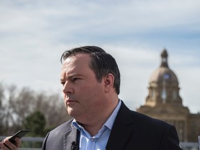 Alberta PC Party leader Jason Kenney provided the media an update on unity talks with the Wildrose Party at the Federal Building on May 5, 2017. Photo by Shaughn Butts / Postmedia