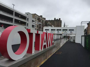 Inspiration Village, including a massive Ottawa sign, has taken over the parking area on York Street in the ByWard Market. (Jon Willing, Postmedia)
