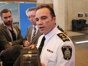 Winnipeg Police Service Chief Danny Smyth speaks to reporters on May 5, 2017. (JOYANNE PURSAGA/Winnipeg Sun/Postmedia Network)