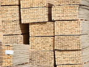 Stacks of lumber are shown at NMV Lumber in Merritt, B.C., Tuesday, May 2, 2017. THE CANADIAN PRESS/Jonathan Hayward