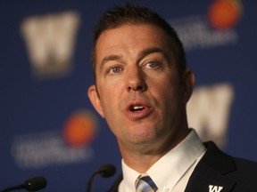 Blue Bombers GM Kyle Walters speaks during a media availability in Winnipeg on Friday, May 5, 2017. (Chris Procaylo/Winnipeg Sun)