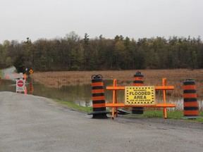 Abbey Dawn Road near Highway 2 was the first road to close in Kingston on Saturday. Steph Crosier, Kingston Whig-Standard