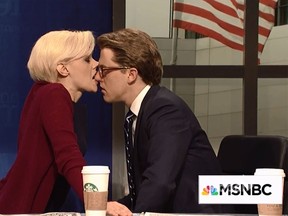 Kate McKinnon as Mika Brzezinski and Alex Moffat as Joe Scarborough in the cold open of "Saturday Night Live" on May 6, 2017. (Video screenshot)
