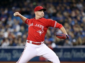 Aaron Sanchez of the Blue Jays delivers a pitch against the Tampa Bay Rays at Rogers Centre on April 30, 2017 in Toronto. (Tom Szczerbowski/Getty Images)