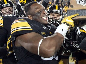 The Bombers drafted Iowa defensive tackle Faith Ekakitie with the first overall pick Sunday. (Getty Images)