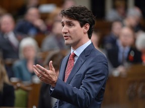 Prime Minister Justin Trudeau responds to a question during question period in the House of Commons on Parliament Hill in Ottawa on Wednesday, May 3, 2017. THE CANADIAN PRESS/Adrian Wyld