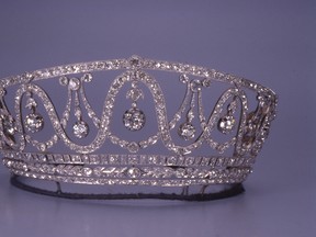 This undated Photo provided by Badisches Landesmuseum in Karlsruhe shows a gold and platinum tiara adorned with 367 diamonds that once belonged to a duchess has been stolen from a state museum. Baden-Wuerttemberg criminal police said Monday, May 8, 2017 the theft of the tiara, valued at 1.2 million euro (US$1.31 million), was discovered on April 29 and they’re looking for any witnesses who may have seen anything out of the ordinary at around that time. (Badisches Landesmuseum Karlsruhe via AP)