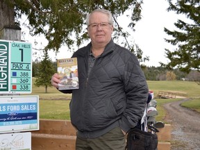 Terry Vollum/For The Intelligencer
Weekend golfer Doug Roberts stands at the first tee of the Oak Hills Golf Club in Stirling. Roberts has just used one of his discount coupons from the Quinte Area Rotary Dinners & Duffers Valuebook to save about 30 per cent on a round of golf. The Rotary Valuebook offers discounts on 37 area restaurants, 19 golf courses, nine wineries and breweries and two theatres. All proceeds from the sale of the Valuebooks fund local Rotary projects.