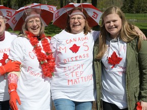 Team Target, which includes from left, Anita Fowler, Greta Tremblay, Tonia Miles and Hawley Miles, has been participating in Woodstock's MS Walk since 2010. This year the team featured four generations. (Chris Abbott/Tillsonburg News/Postmedia Network)