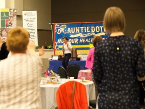 No Limits Keynote Speaker Leah Goldstein demonstrates self defense techniques at the Vermilion Chamber of Commerce's annual Women's Conference at the Vermilion Regional Centre on Thursday, May 4, 2017, in Vermilion, Alta. Taylor Hermiston/Vermilion Standard/Postmedia Network.