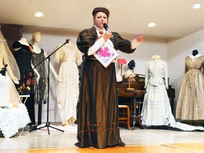 Host Juanita Belfour of the Mitchell Optimist Club appears in costumer during the club's annual show April 27. SUBMITTED