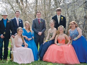 Back Row: L-R: K’s Thomson, Ty Anctil, Brady Douglas, Jonathan Erickson Front Row: L-R: Erin Cnossen, Kaitlyn McClung, Skylar Beuckert, Contessa Penner, Nikki Smyke. Congratulations to Livingstone School's graduating class of 2017!! | Caitlin Clow photo/Pincher Creek Echo