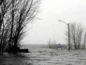 Sean Chase/Daily Observer 
The public dock at Westmeath remained completely submerged under a swelling Ottawa River Monday.