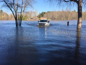 Presqui'le, an island of 20 homes cut off because of the flooding.