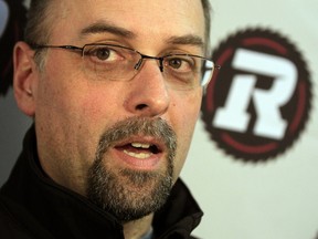 Marcel Desjardins, general manager of the Ottawa RedBlacks, talks to the media during a press conference to discuss the upcoming expansion draft in Ottawa on Dec. 12, 2013. (Darren Brown/Ottawa Sun)