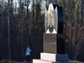A monument bearing the names of the 26 coal miners who perished in the Westray mine disaster is seen at the Westray Miners Memorial Park in New Glasgow, N.S. on Monday, May 8, 2017. The coal mine exploded twenty five years ago on May 9, 1992. THE CANADIAN PRESS/Andrew Vaughan