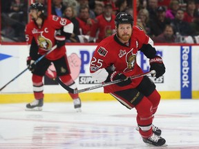 Ottawa Senators forward Chris Neil against the New York Rangers during Game 5 at the Canadian Tire Centre in Ottawa on May 6, 2017. (Tony Caldwell/Postmedia)