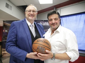 Sudbury Wolves Sports & Entertainment Chairman and O
wner Dario Zulich  and  NBL Canada Commissioner David Magley following a press conference in Sudbury, Ont. on Tuesday May 9, 2017. Sudbury Wolves Sports & Entertainment  announced the purchase of a professional basketball franchise.Gino Donato/Sudbury Star/Postmedia Network