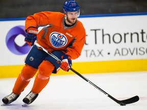 Oscar Klefbom skates during an Edmonton Oilers practice on Tuesday May 9, 2017, in Edmonton.