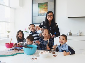 Designer Lisa Canning, of Blueprints for a Beautiful Life, with her six children. (Dann Tardiff Photography)