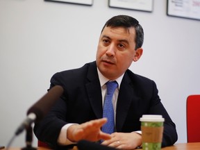 Federal Conservative leadership candidate Michael Chong is shown during an interview with The Canadian Press in Ottawa on May 3, 2017. Chong says his party is partly to blame for the fact his campaign promise of a revenue-neutral carbon tax is such a tough sell. (THE CANADIAN PRESS/Fred Chartrand)