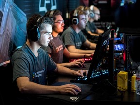 Students take part in the Collegiate StarLeague Finals, in Austin, Texas in May, 2016. Elite collegiate gamers will be gunning for glory this weekend, wielding a mouse in search of a North American title and the scholarship prize money that goes with it. THE CANADIAN PRESS/HO-Collegiate StarLeague