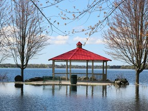 Mark Stenning/Special to The Intelligencer
A gazebo along the Bayshore Trail in Belleville appears to be an island due to the high water levels on the Bay of Quinte. Quinte Conservation reported Thursday levels are expected to continue to rise over the next few weeks.