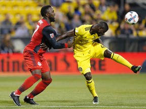 Had Reds striker Jozy Altidore (left) converted his penalty on Wednesday, TFC would boast the league’s top goal and assist men. AP