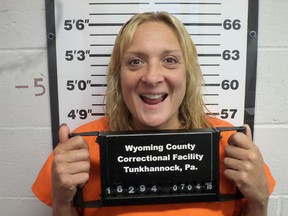 This undated photo provided by the Wyoming County Correctional Facility in Tunkhannock, Pa., shows Kimberly Brinton of Meshoppen, Pa.  (Wyoming County Correctional Facility via AP)