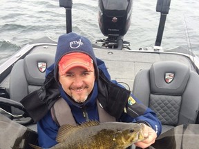 Sudbury Star outdoors columnist Frank Clark caught this healthy smallmouth bass while prefishing for the Nickel City Bass tournament on Ramsey Lake earlier this week. Teams will be coming in with a five-fish limit at 3 p.m. at the public boat launch, and the public is welcome to attend. Supplied photo